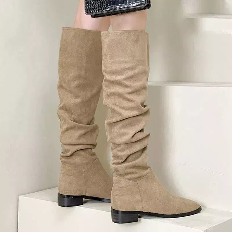 Trendy Slouchy Boots - Khaki-35- - PBNJ FASHIONS