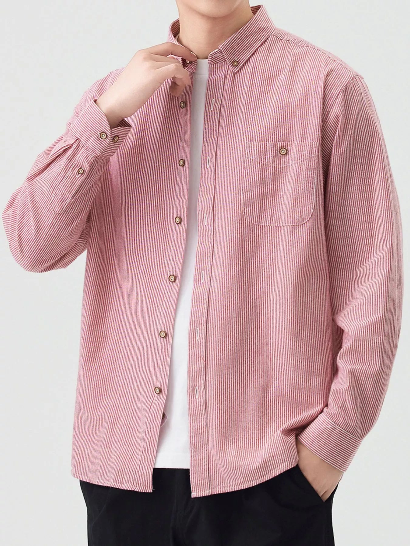Men's Full Size Casual Striped Corduroy Shirt Plus Size - PBNJ FASHIONS