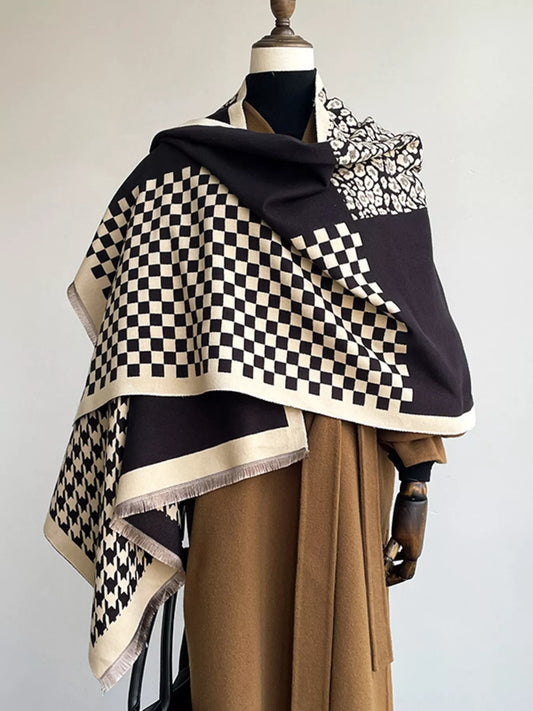 Checkered Raw Hem Scarf - PBNJ FASHIONS