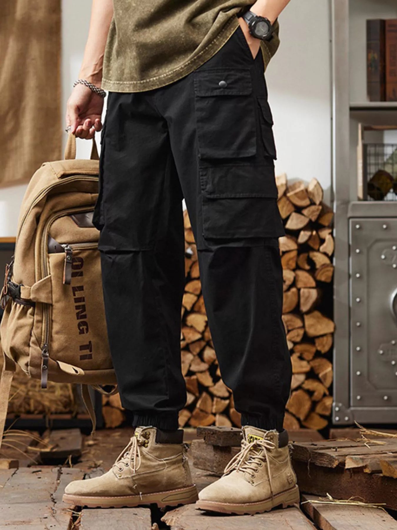 Men's Plus Size Relaxed Fit Multi - Pocket Cargo Pants - PBNJ FASHIONS