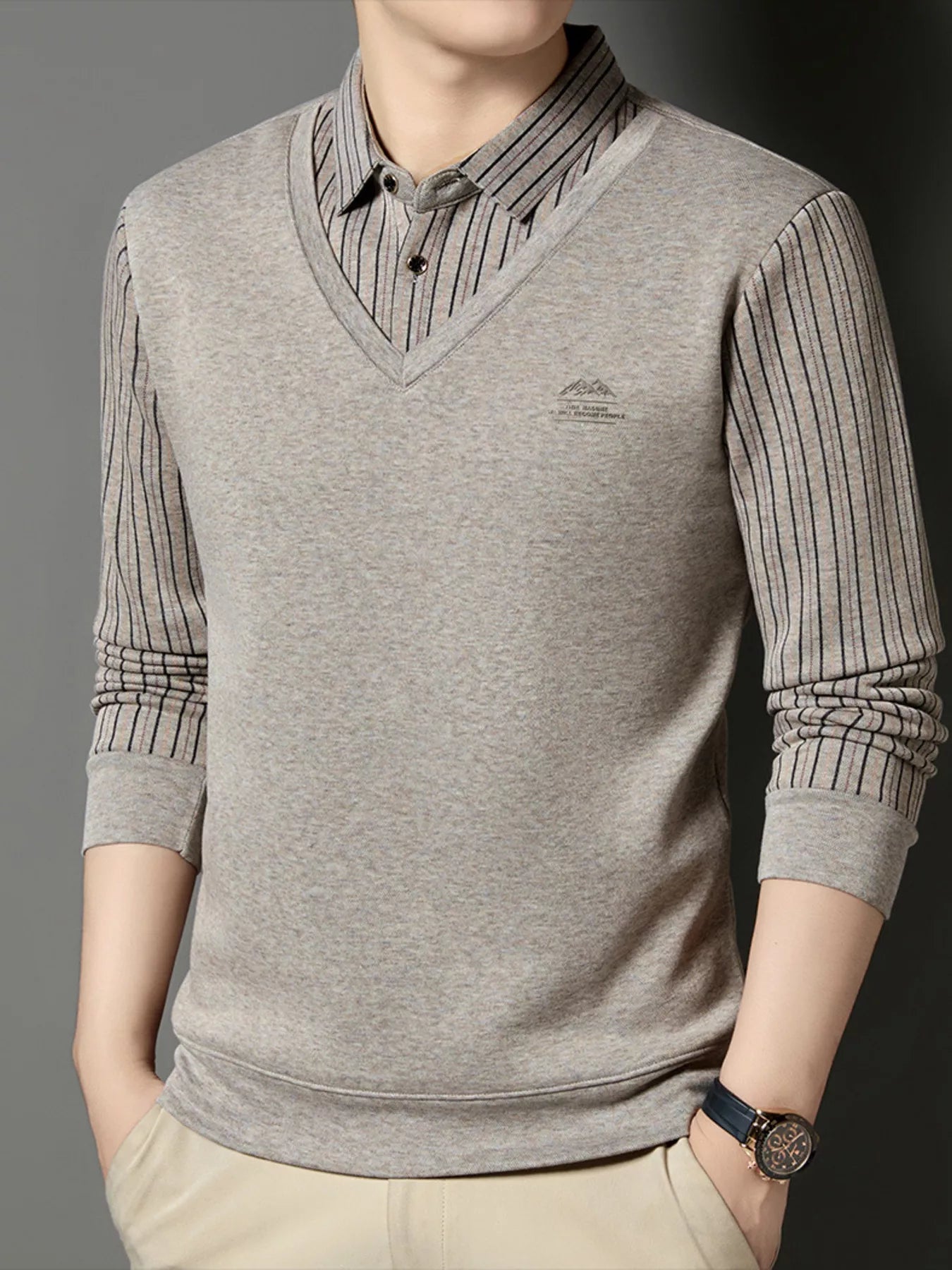 Men's Plus Size Striped Long Sleeve Polo - PBNJ FASHIONS