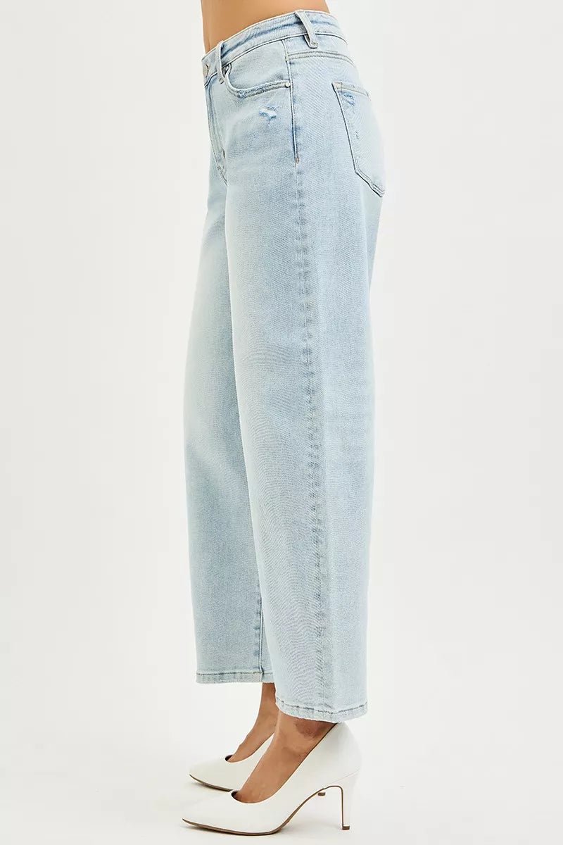 RISEN High Rise Crop Barrel Jeans - PBNJ FASHIONS