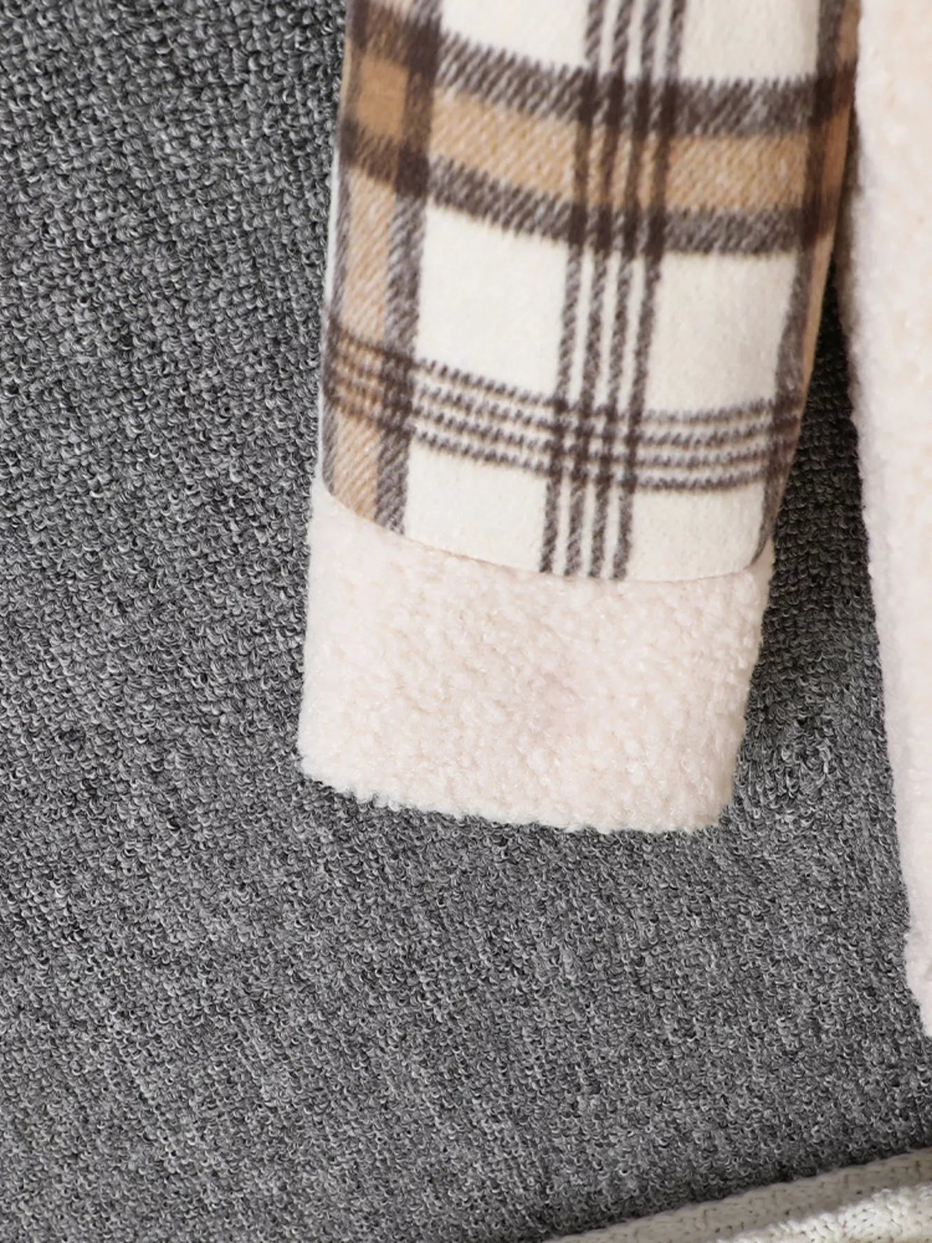 Children's Cozy Plaid Sleeve Fleece Jacket - PBNJ FASHIONS