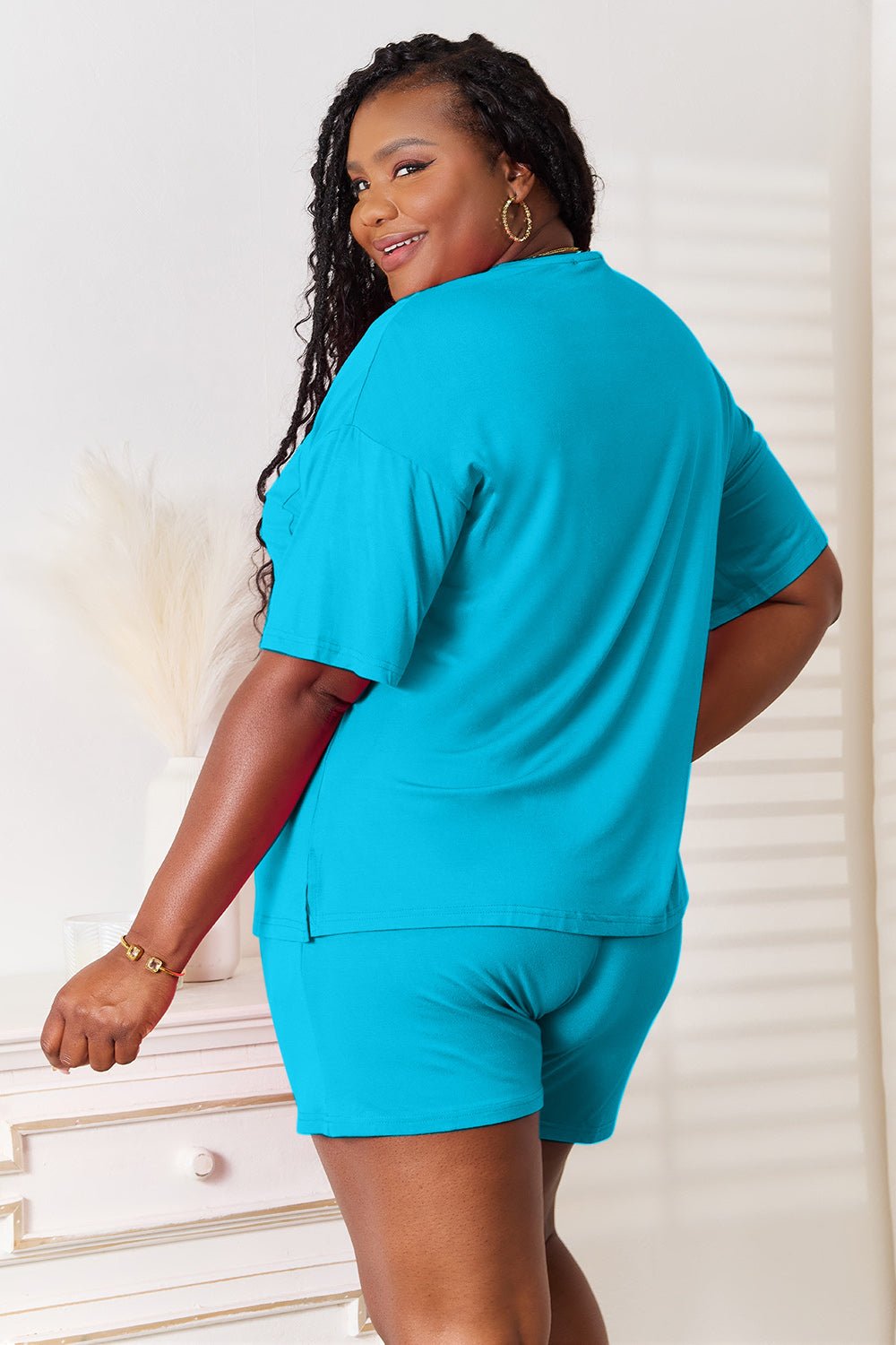 Basic Bae Full Size Soft Rayon Half Sleeve Top and Shorts Set - PBNJ FASHIONS