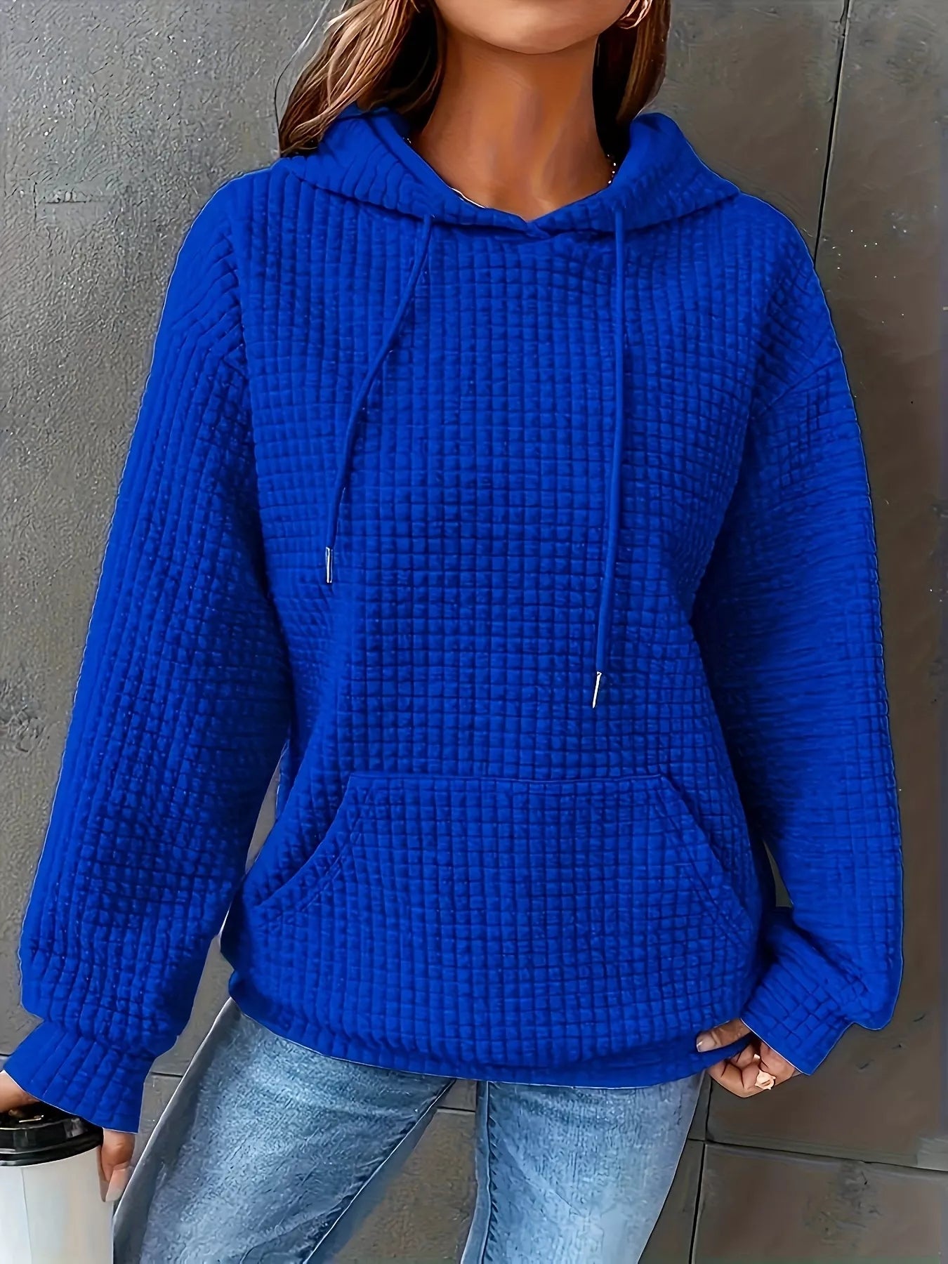 Textured Knit Drawstring Hoodie - PBNJ FASHIONS