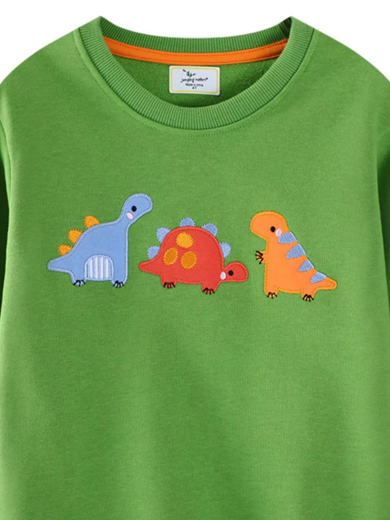 Children's Dinosaur Embroidered Crew Neck Sweatshirt - PBNJ FASHIONS
