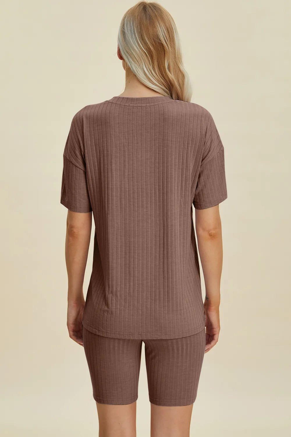Basic Bae Full Size Ribbed V - Neck Short Sleeve Top and Shorts Set - PBNJ FASHIONS