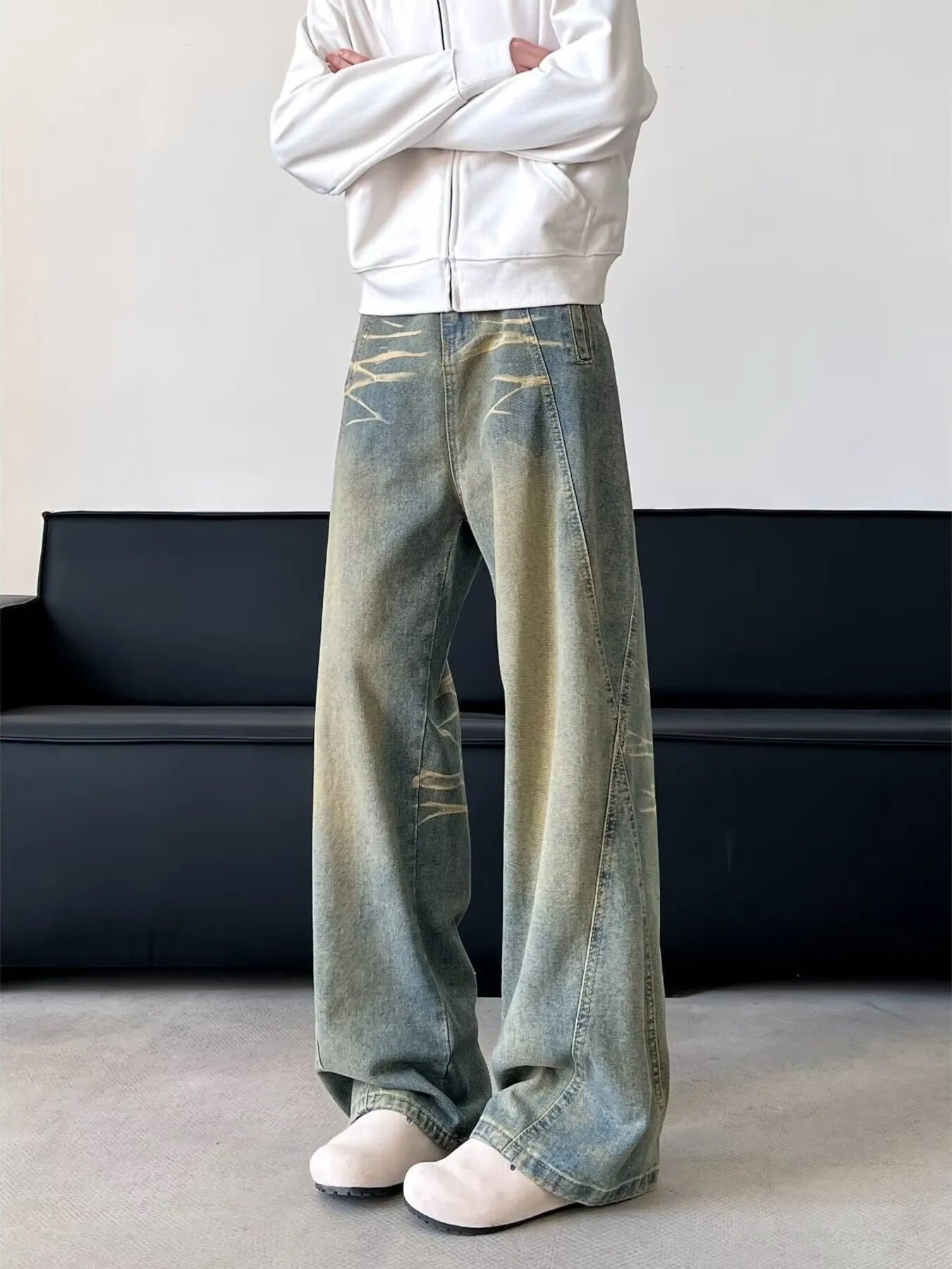 Men's Full Size Vintage Wash Wide Leg Jeans Plus Size - PBNJ FASHIONS