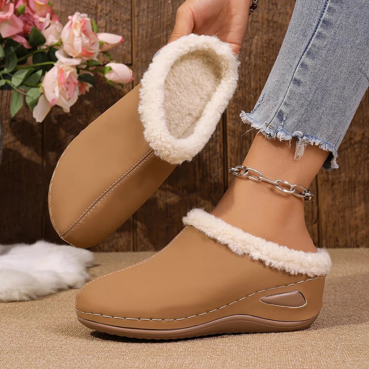 Cozy Plush Lined Wedge Slippers - PBNJ FASHIONS