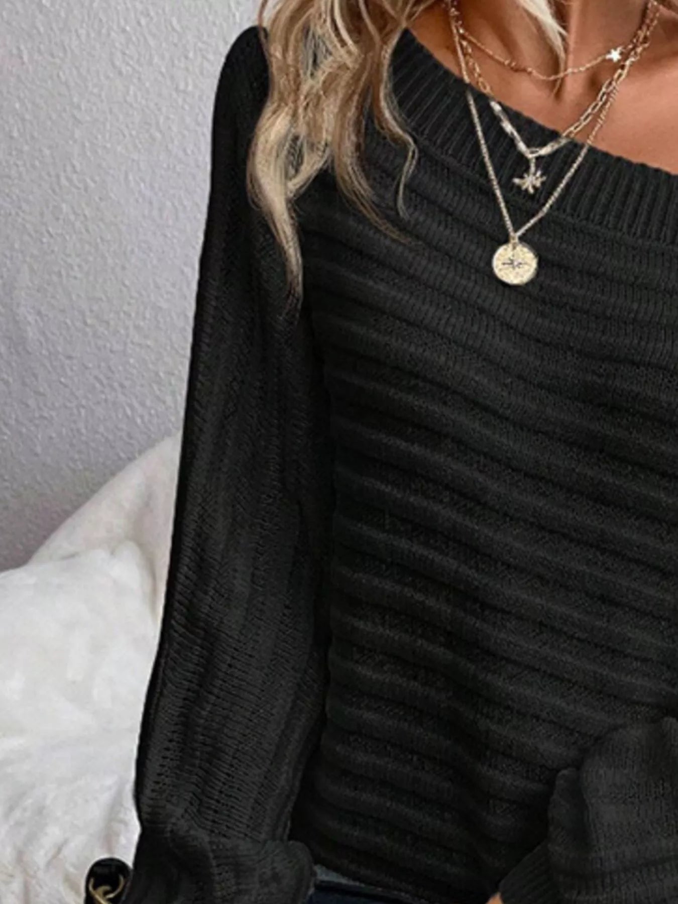 One Shoulder Ribbed Knit Sweater - PBNJ FASHIONS