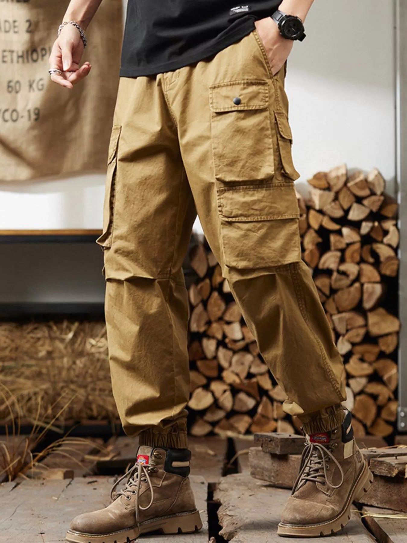 Men's Plus Size Relaxed Fit Multi - Pocket Cargo Pants - PBNJ FASHIONS