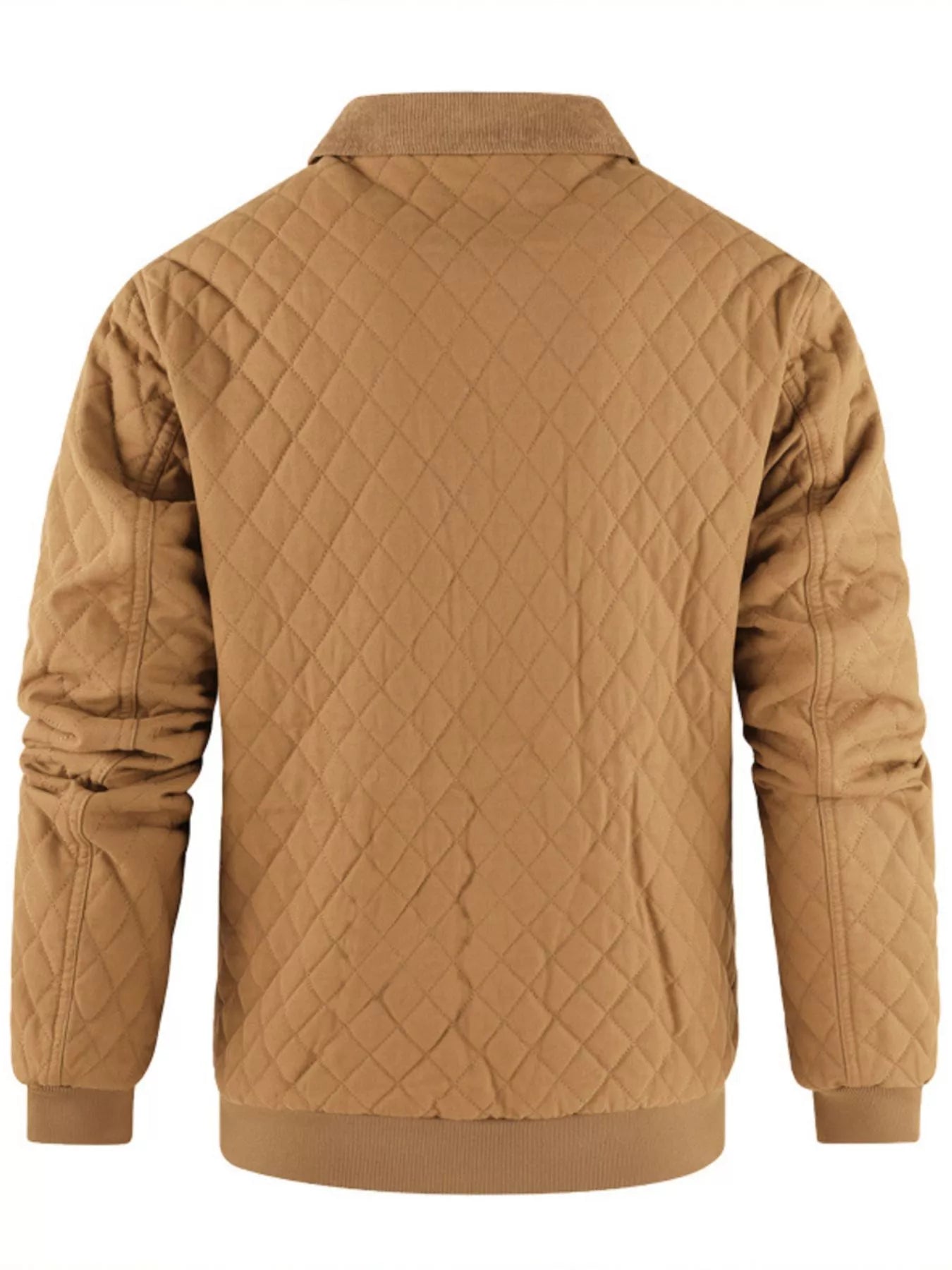 Men's Quilted Collared Neck Jacket with Plaid Lining - PBNJ FASHIONS