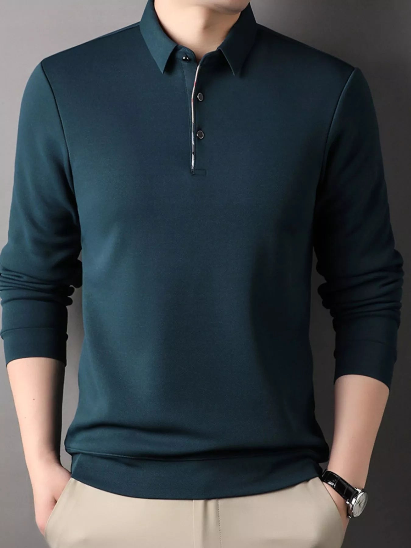 Men's Plus Size Long Sleeve Classic Fit Polo - PBNJ FASHIONS