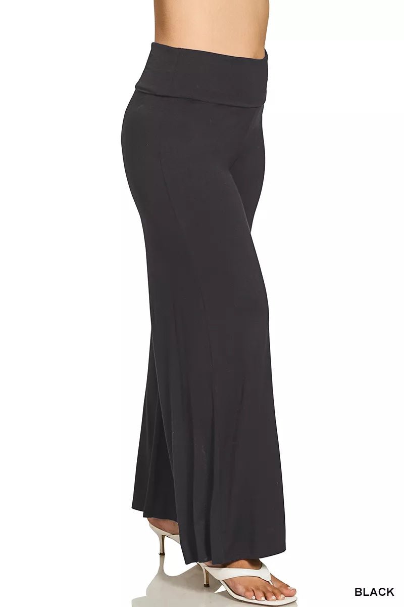 Zenana Full Size Fold Over Waist Comfy Wide Leg Pants Plus Size - PBNJ FASHIONS