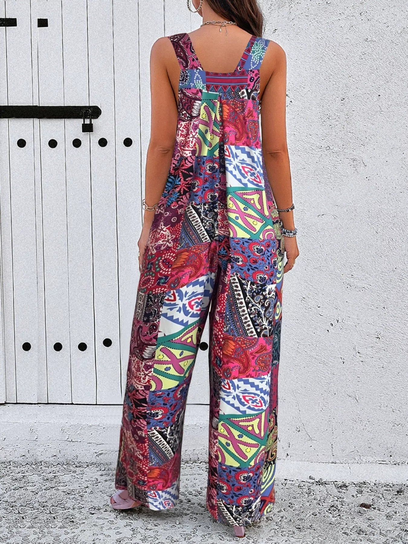 Plus Size Printed Wide Leg Jumpsuit - PBNJ FASHIONS