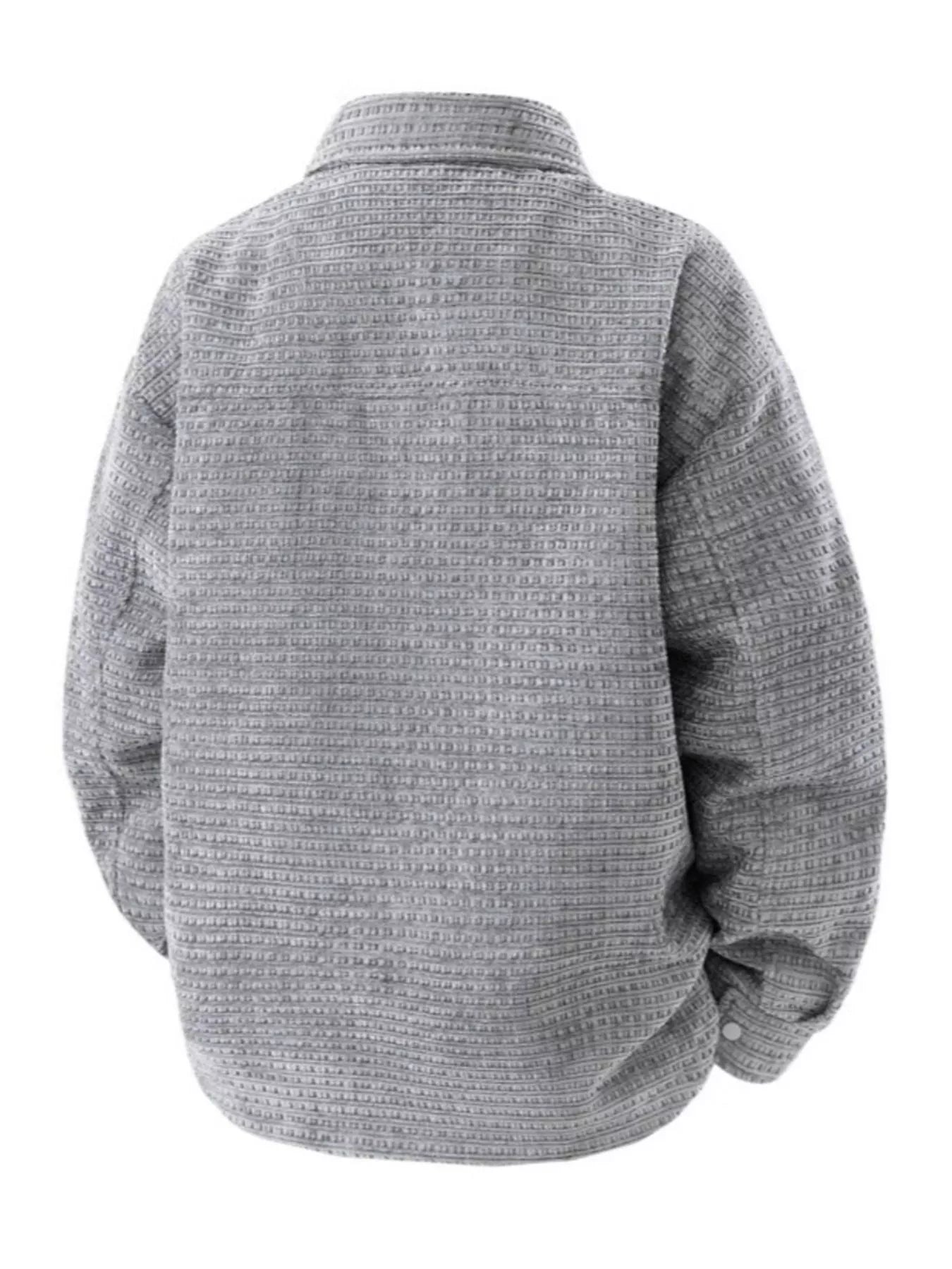 Men's Plus Size Textured Snap Down Shacket - PBNJ FASHIONS