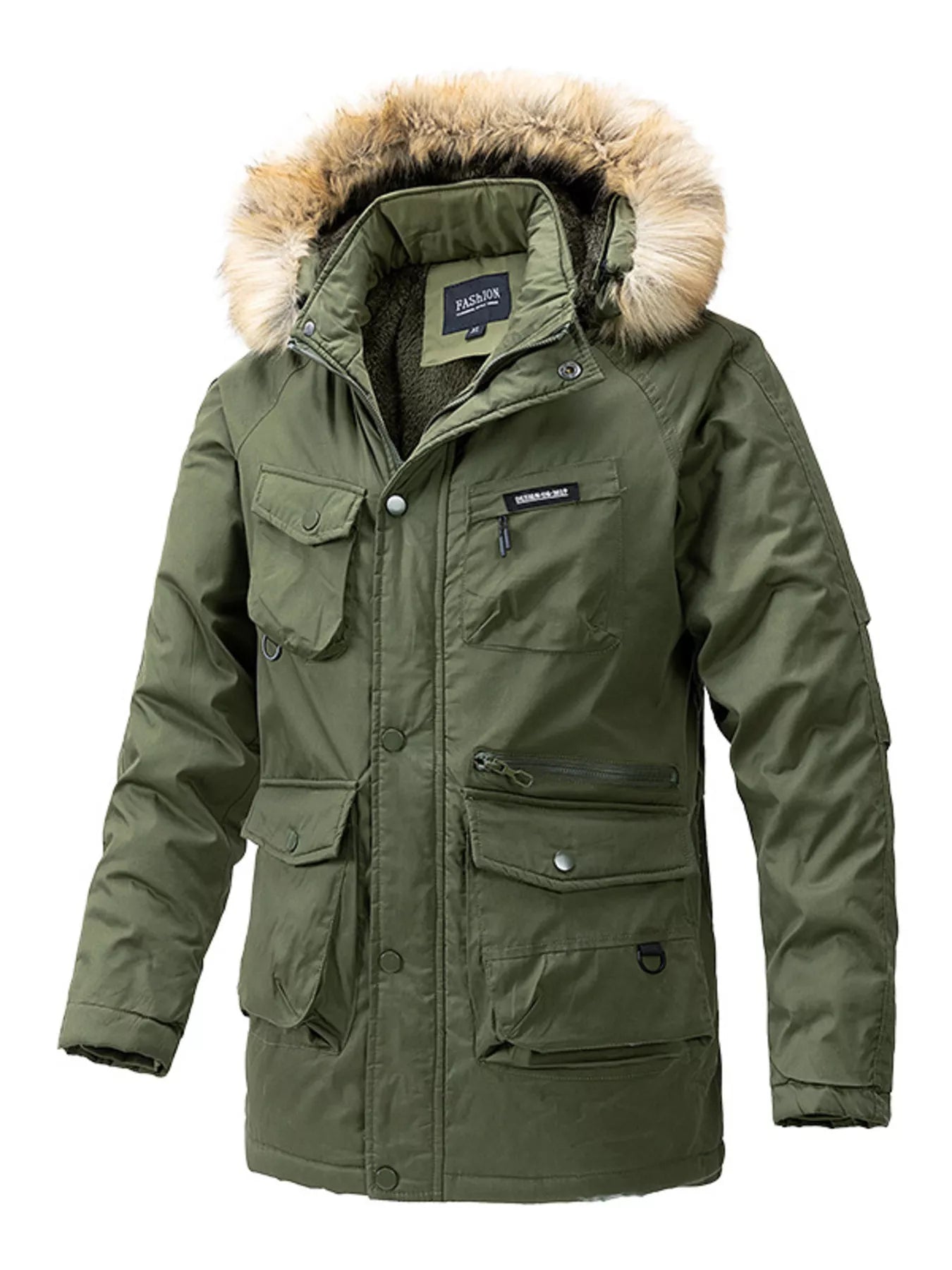 Men's Plus Size Fur Hooded Winter Parka Coat - PBNJ FASHIONS