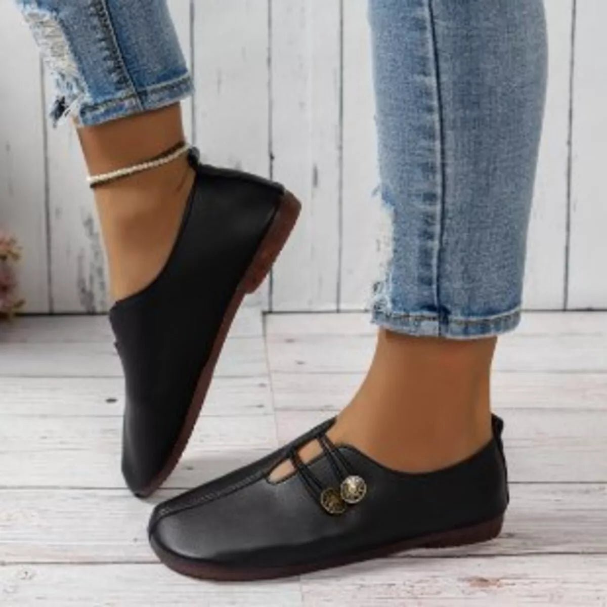 Casual Button Detail Slip - Ons - PBNJ FASHIONS