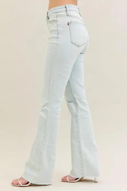 Judy Blue Full Size Destroy & Fray Hem Bootcut Jeans Plus Size - PBNJ FASHIONS