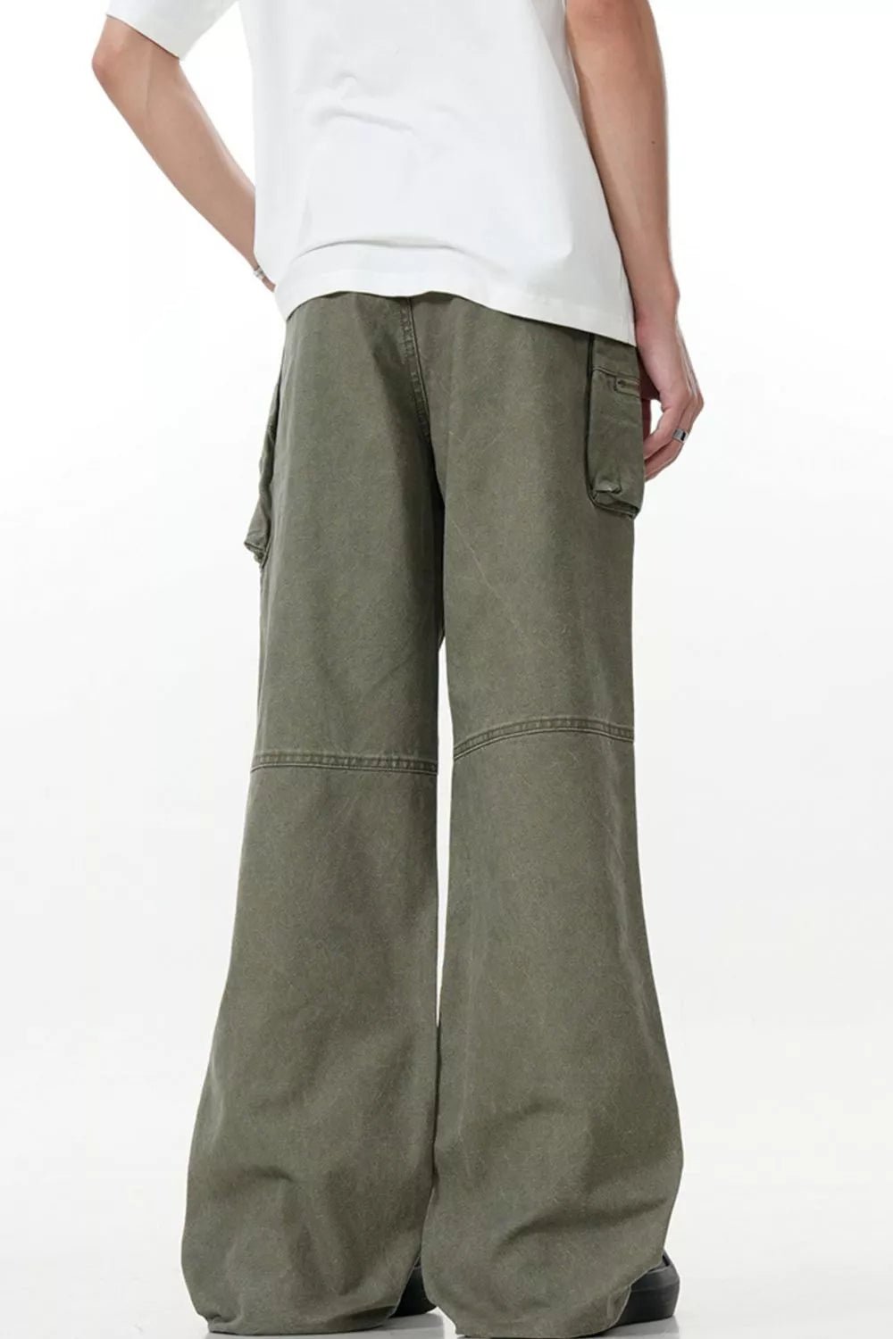 Men's Wide Leg Cargo Pants with Pocketed Style, Polyester-Spandex Blend, Machine Washable - PBNJ FASHIONS