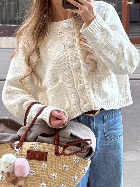 Textured Knit Button - Down Cardigan - PBNJ FASHIONS
