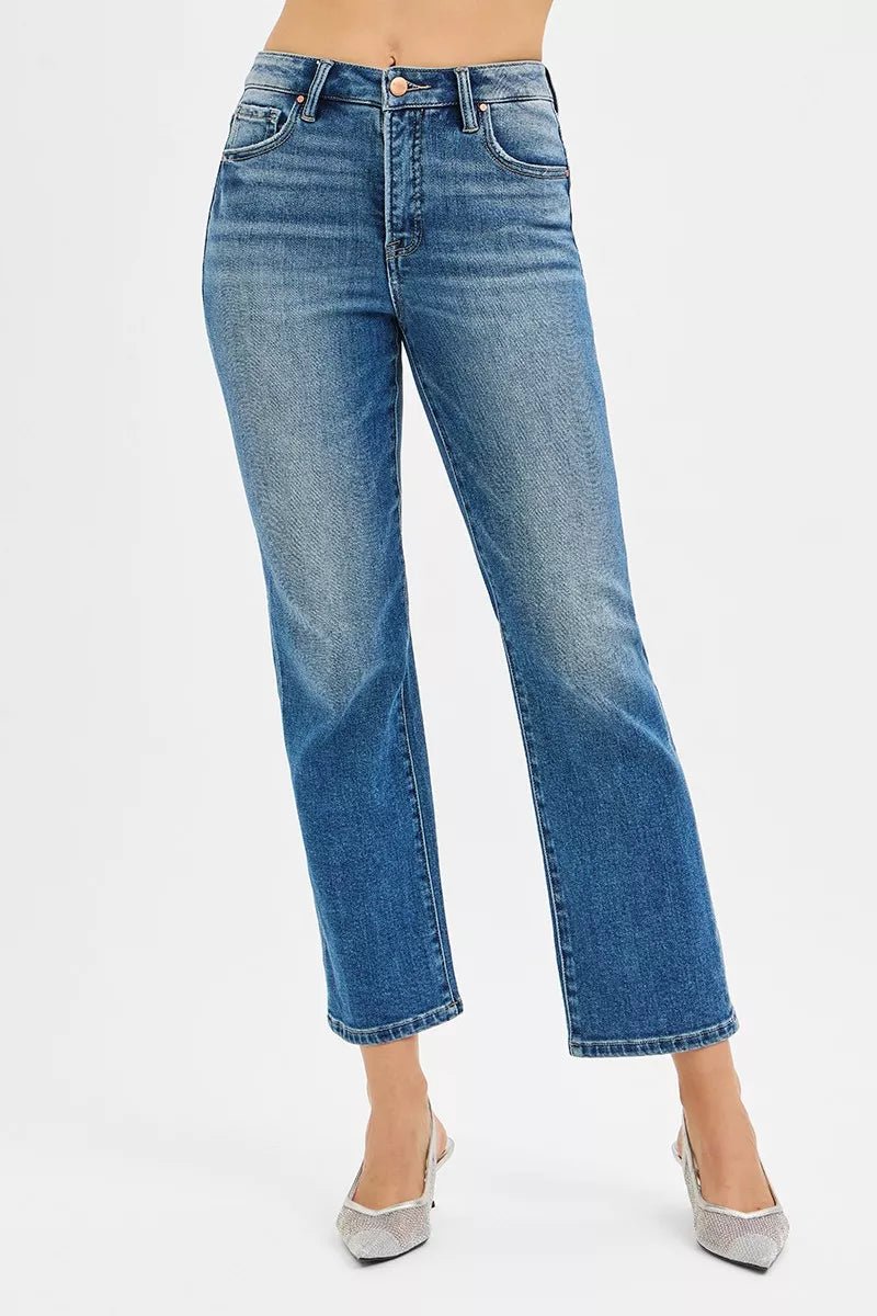 RISEN Tummy Control High Rise Crop Straight Jeans - PBNJ FASHIONS