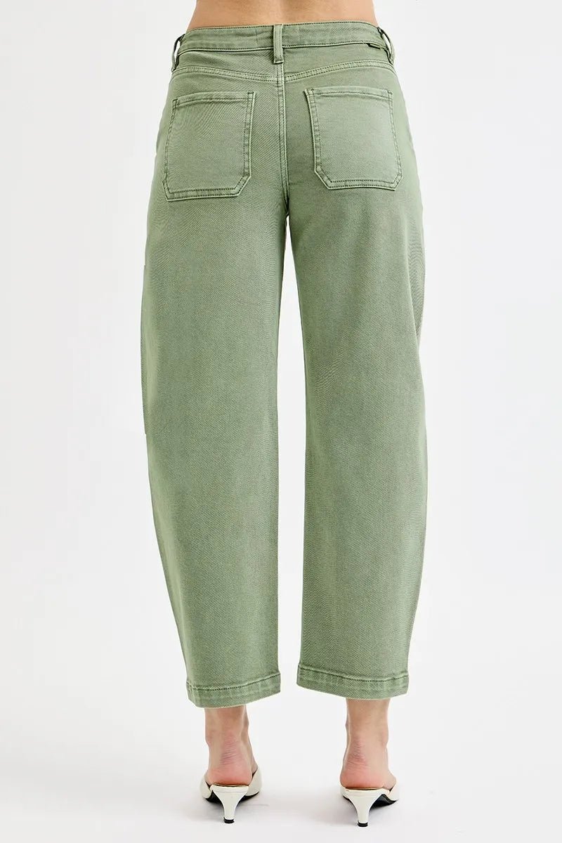 RISEN Full Size Tummy Control High Rise Crop Barrel Jeans Plus Size - PBNJ FASHIONS