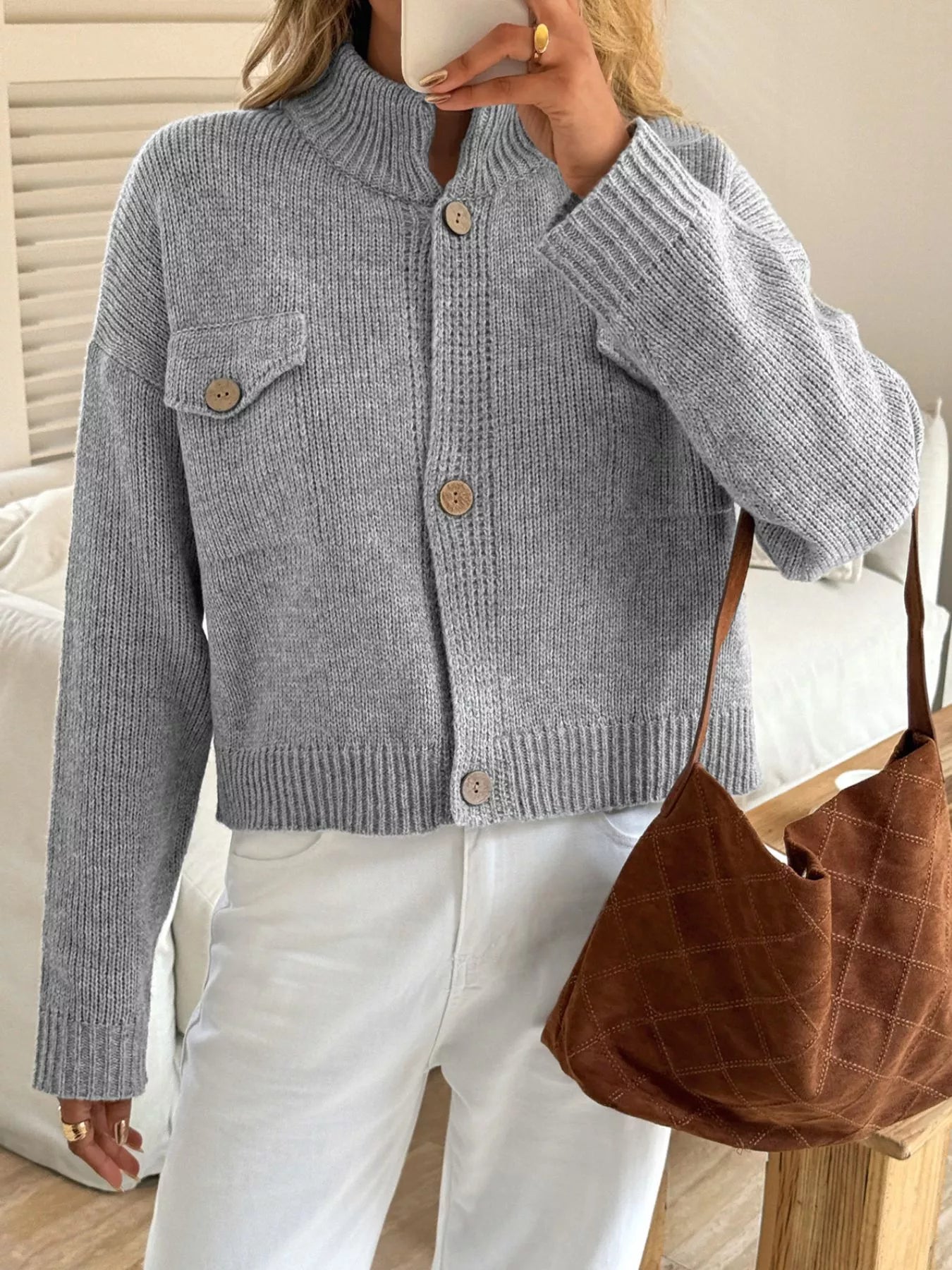 Button - Down Knit Cardigan - PBNJ FASHIONS