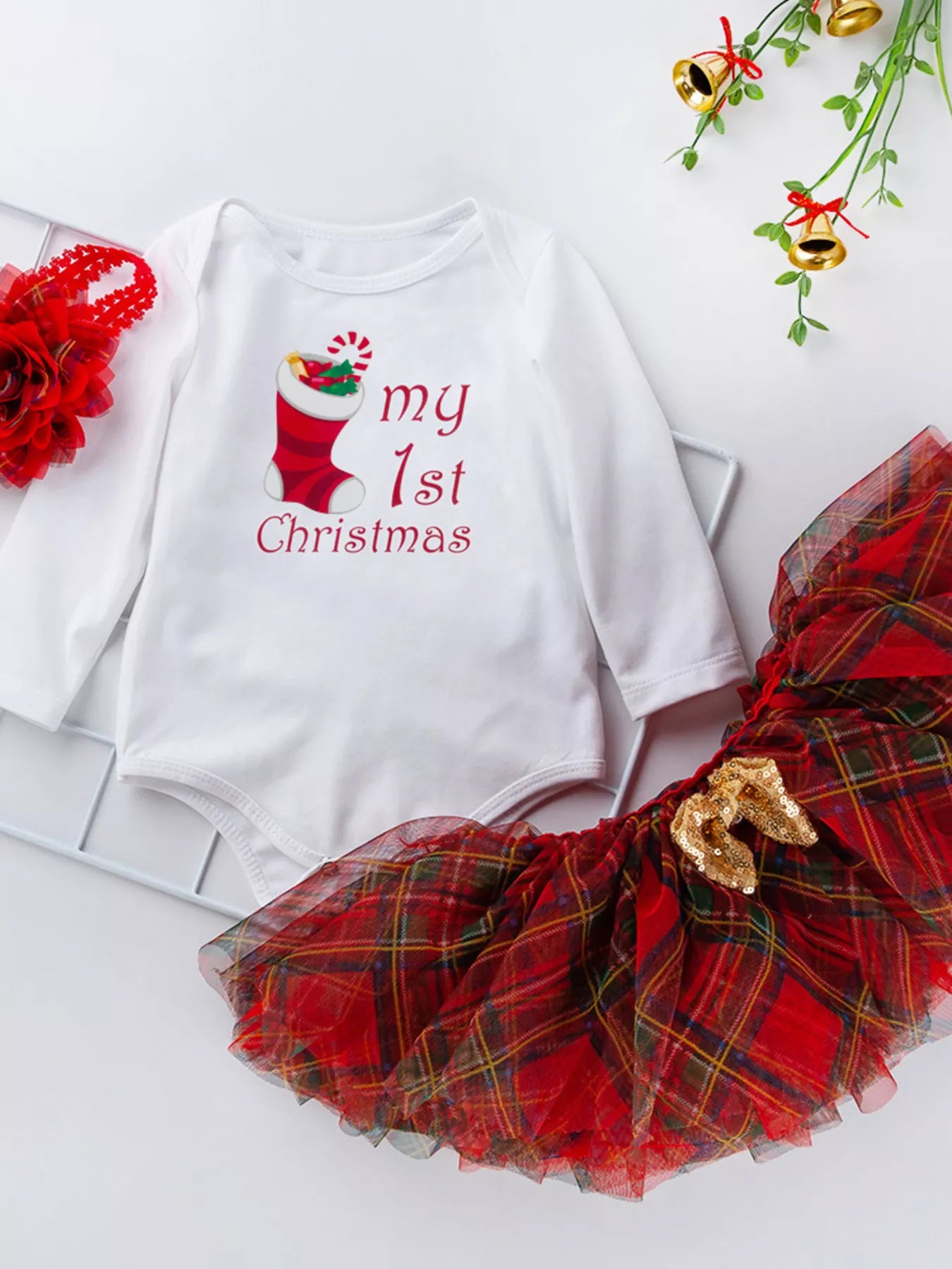 Children's Christmas Santa Baby Outfit Set with Headband - PBNJ FASHIONS