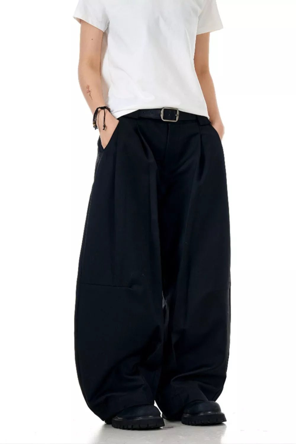 Oversized Men's Wide Leg Pants with Pockets - Polyester Spandex Blend - Machine Washable - PBNJ FASHIONS