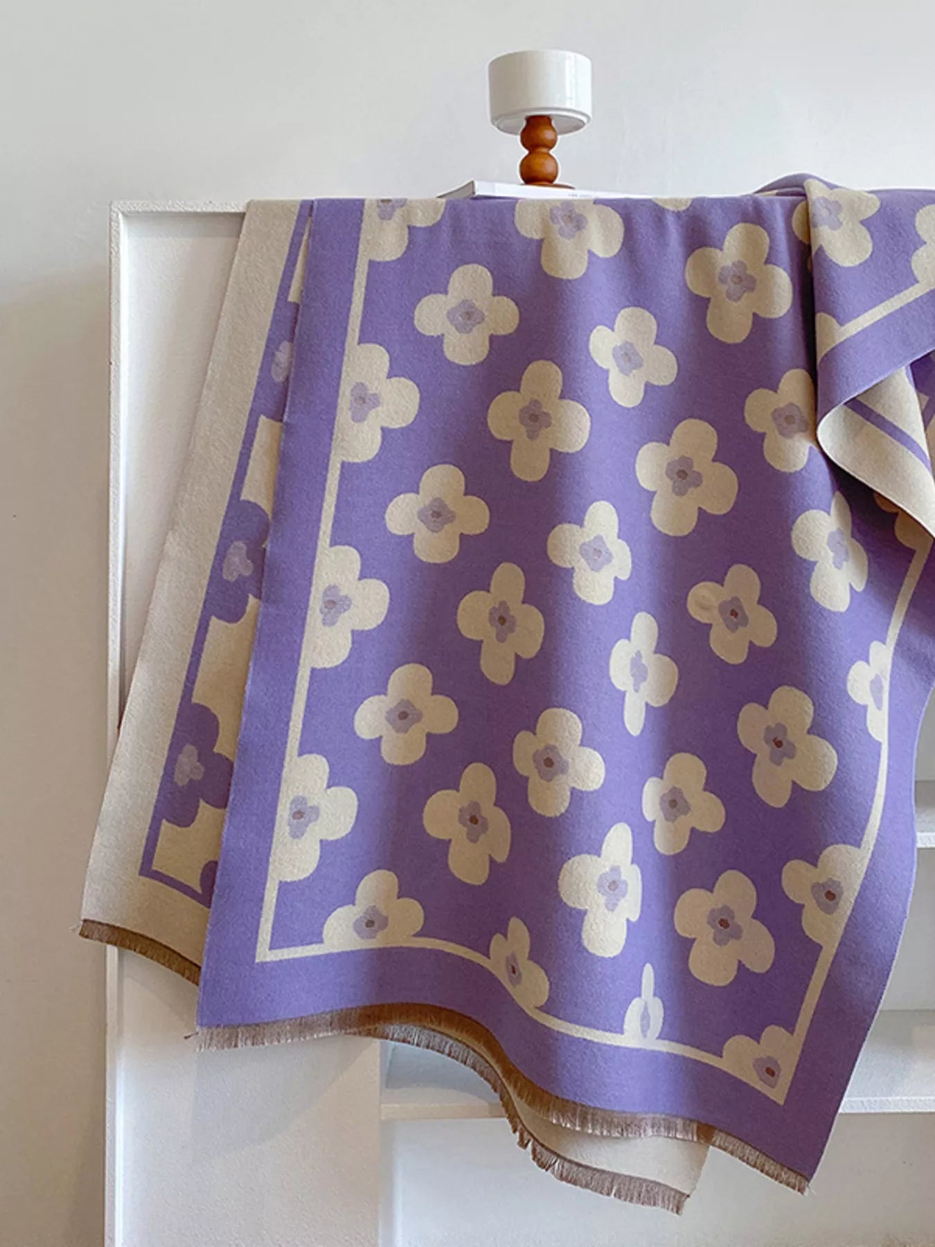 Floral Print Raw Hen Scarf - PBNJ FASHIONS