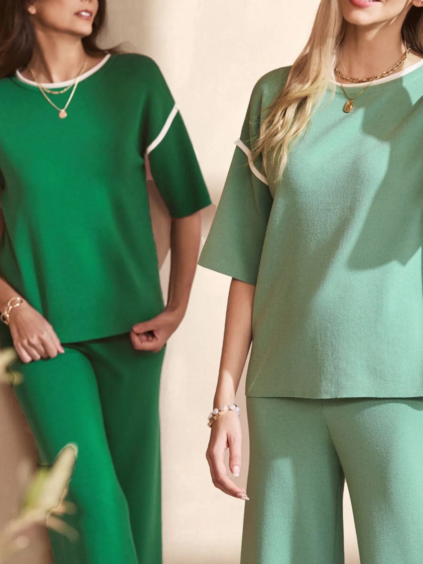 Contrast Trim T-Shirt and Drawstring Pants Set - PBNJ FASHIONS