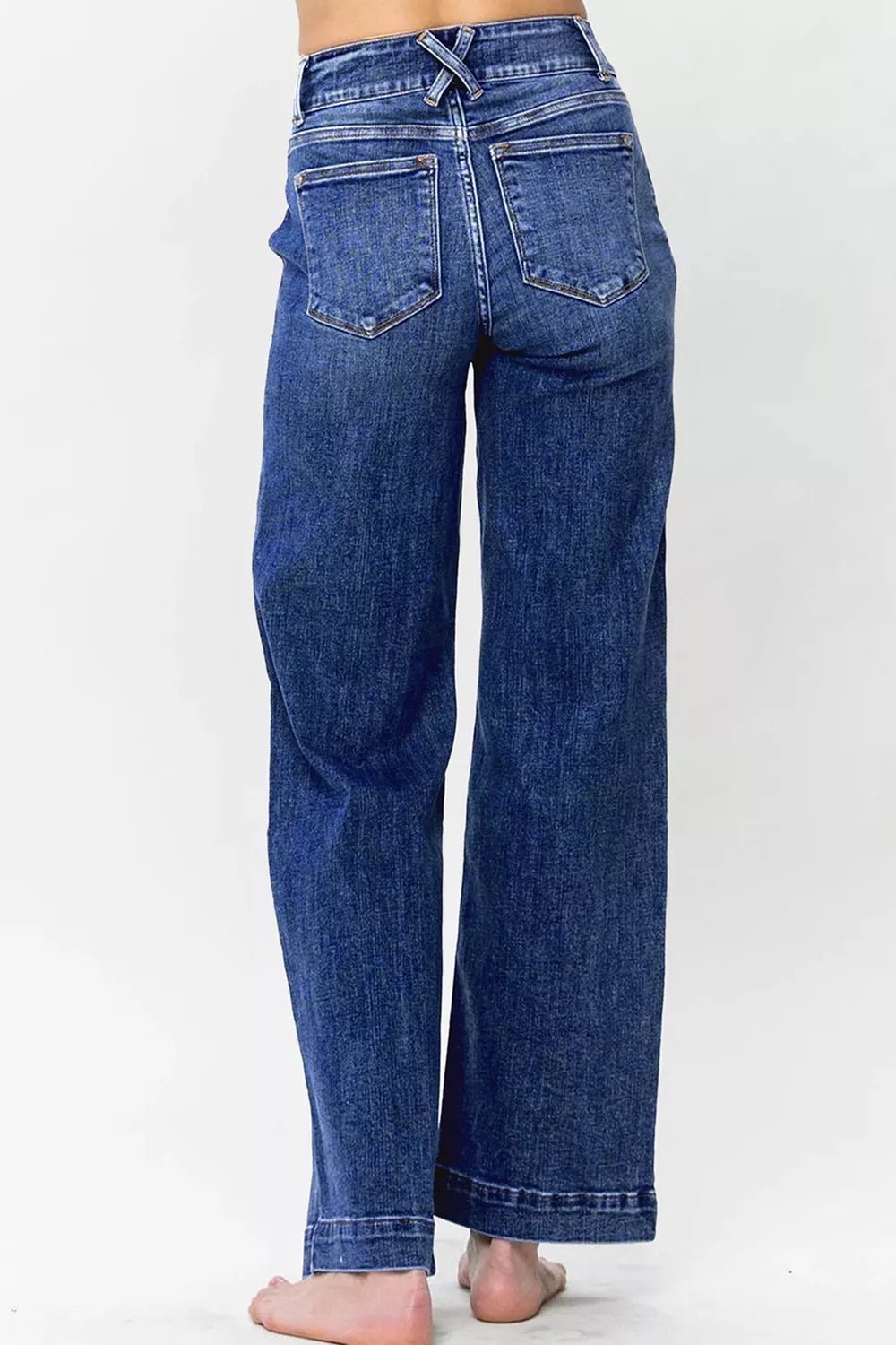Double Button Zip Fly Straight Leg Jeans - PBNJ FASHIONS