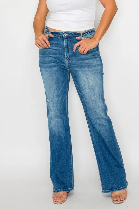 bytos Full Size Distressed High Rise Jeans with Pockets - PBNJ FASHIONS