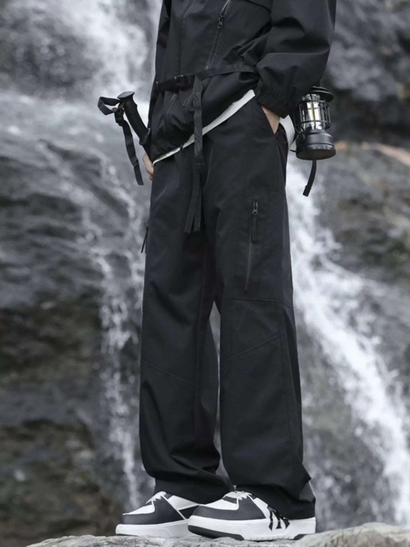 Men's Plus Size Relaxed Fit Cargo Pants with Zipper Pockets - PBNJ FASHIONS
