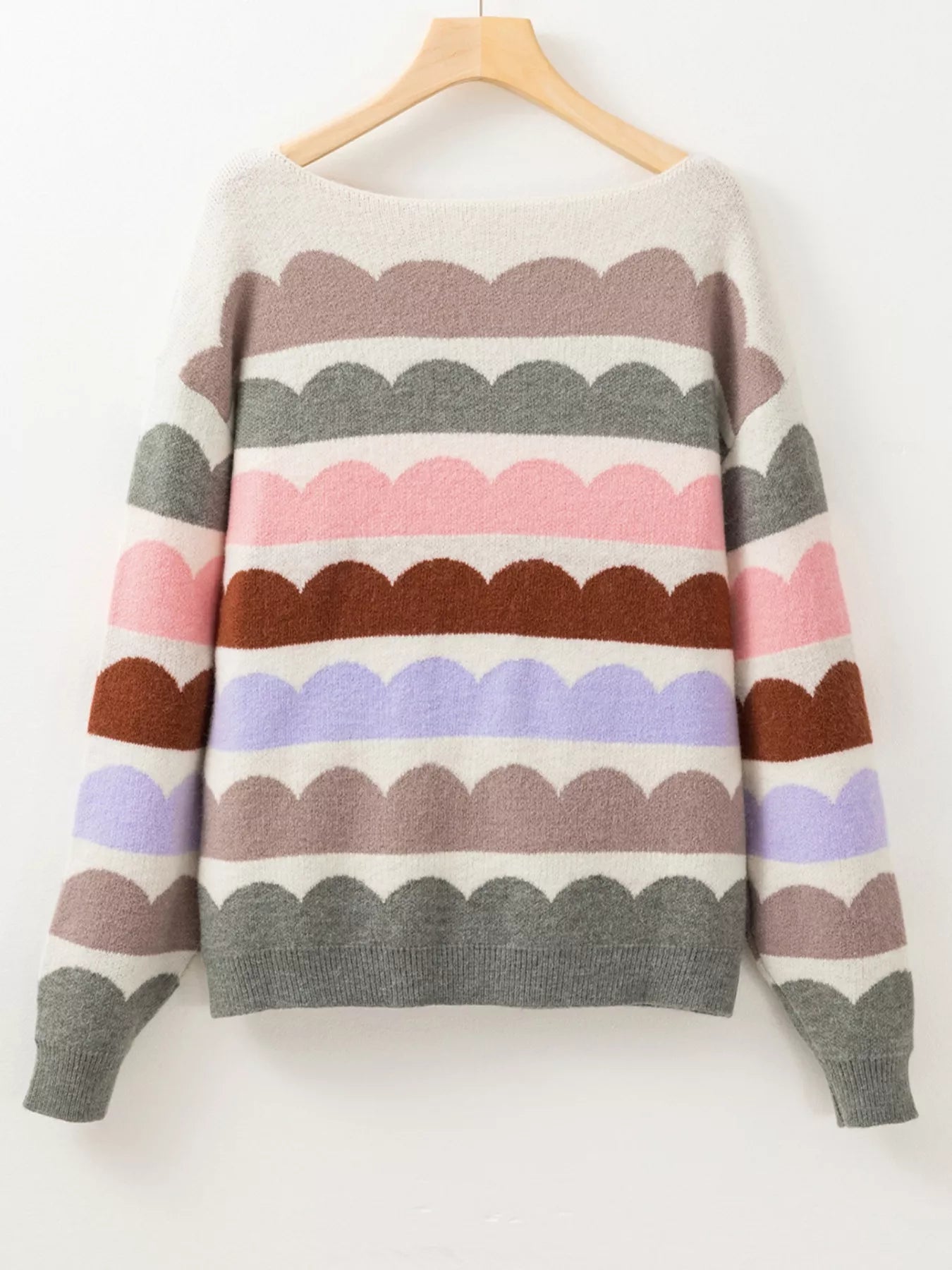 Contrast Boat Neck Sweater - PBNJ FASHIONS