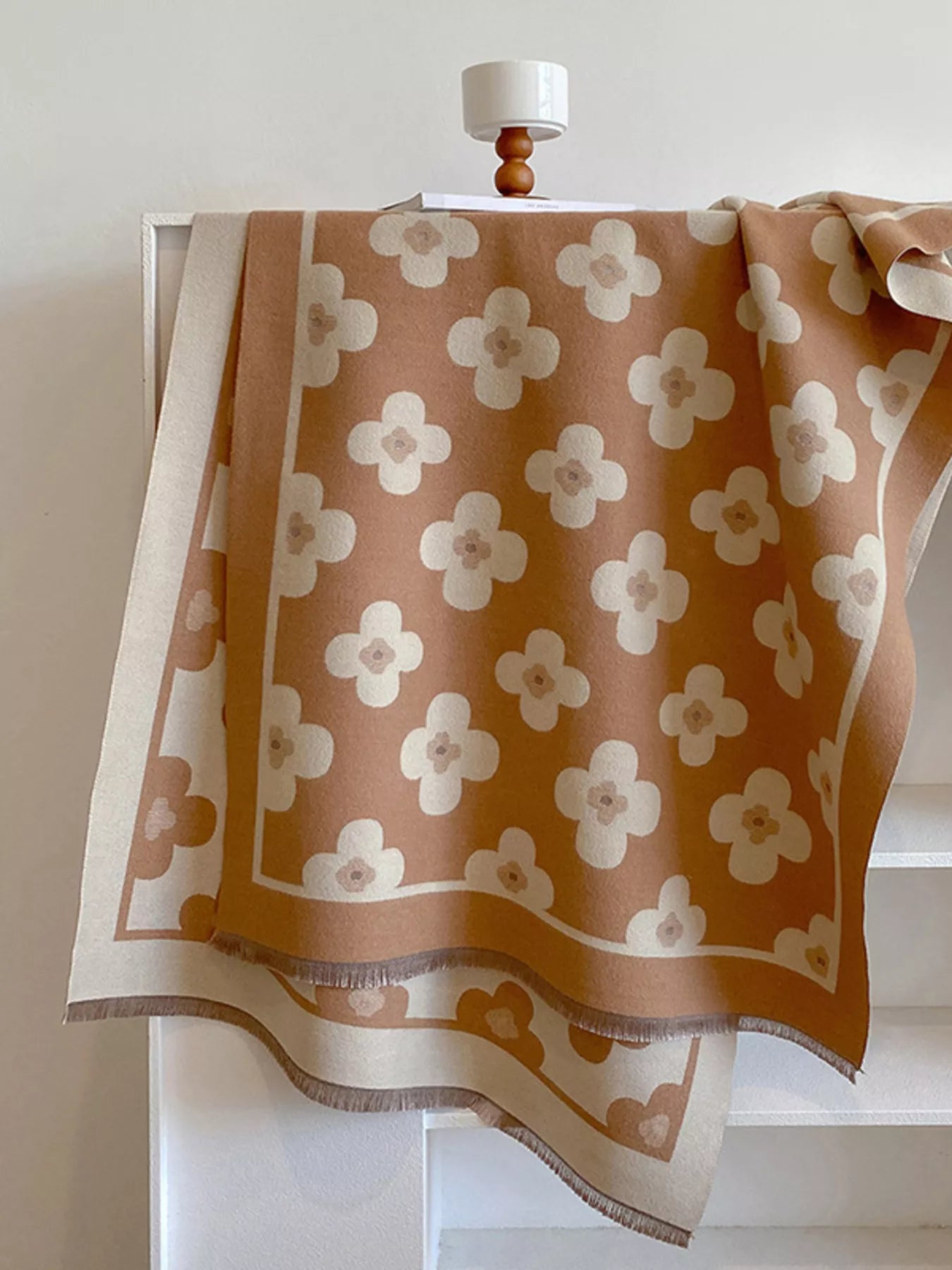 Floral Print Raw Hen Scarf - PBNJ FASHIONS