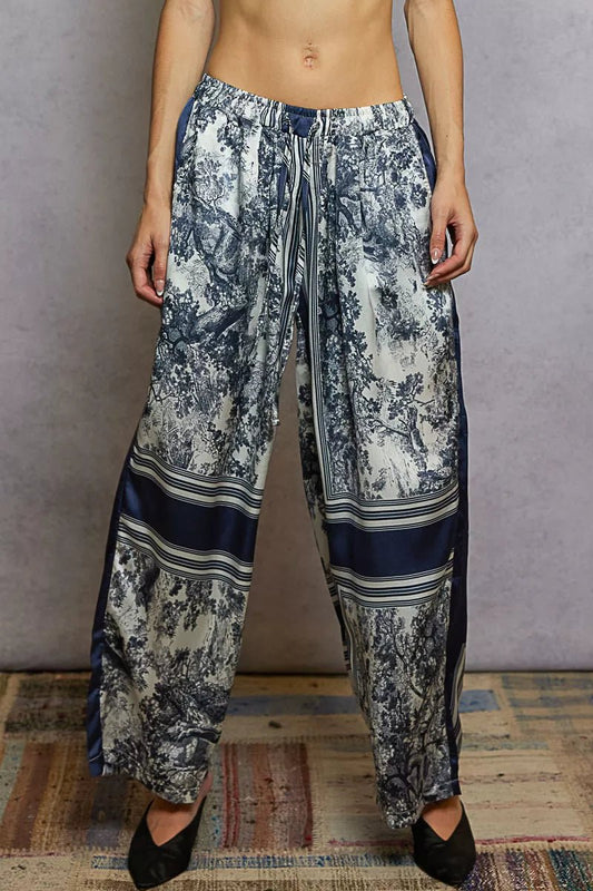 POL Floral Printed Woven Wide Leg Drawstring Pants - PBNJ FASHIONS
