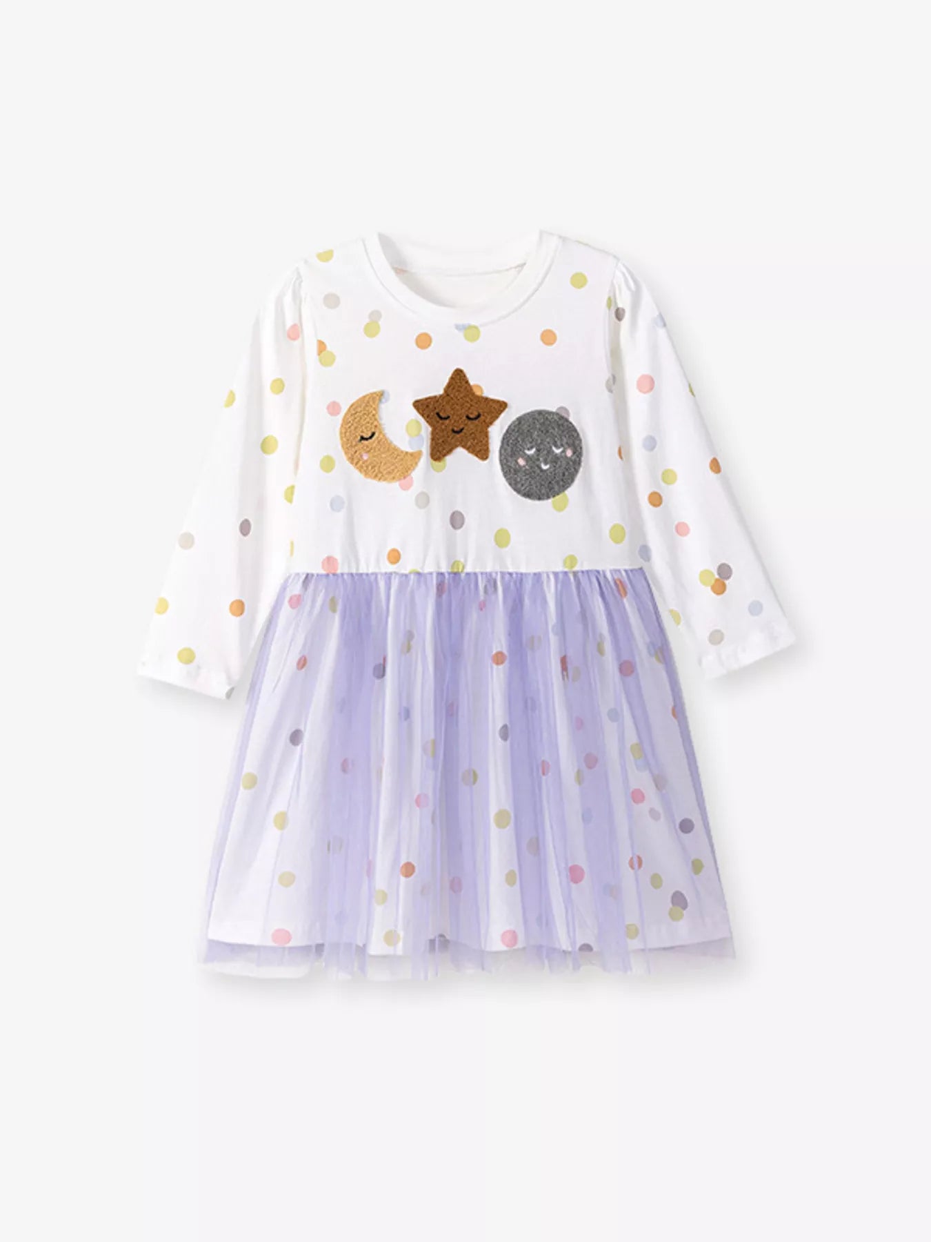 Children's Polka Dot Long Sleeve Tulle Dress - PBNJ FASHIONS