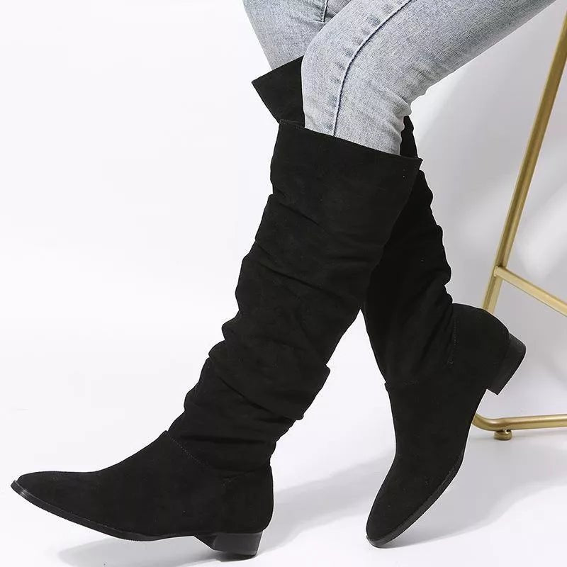 Trendy Slouchy Boots - Black-35- - PBNJ FASHIONS