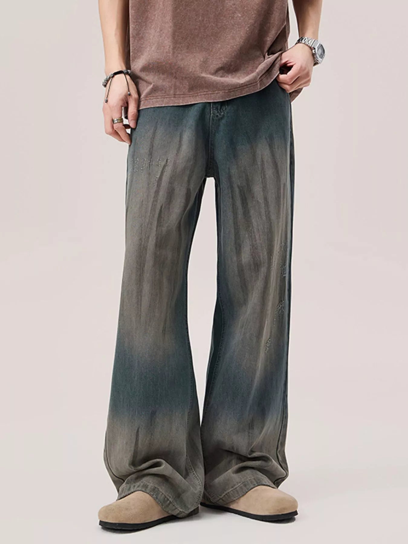 Men's Gradient Wash Wide Leg Jeans - PBNJ FASHIONS