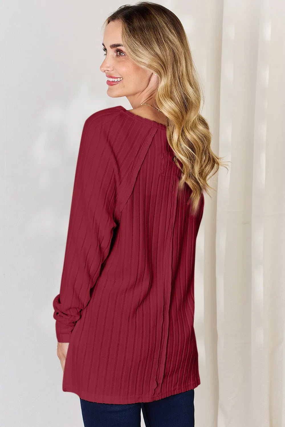 Basic Bae Full Size Ribbed Round Neck Slit T-Shirt - PBNJ FASHIONS