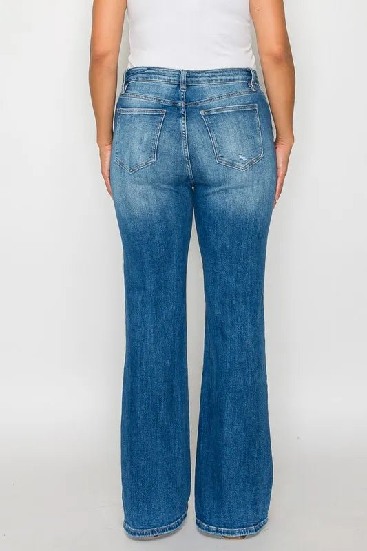bytos Full Size Distressed High Rise Jeans with Pockets - PBNJ FASHIONS