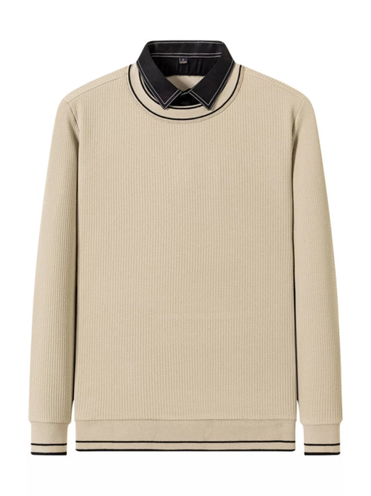 Men's Plus Size Collared Neck Ribbed Sweater - PBNJ FASHIONS