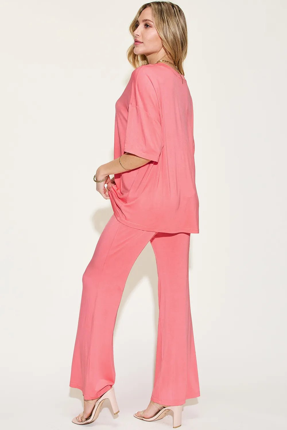 Basic Bae Full Size Bamboo Drop Shoulder T-Shirt and Flare Pants Set - PBNJ FASHIONS