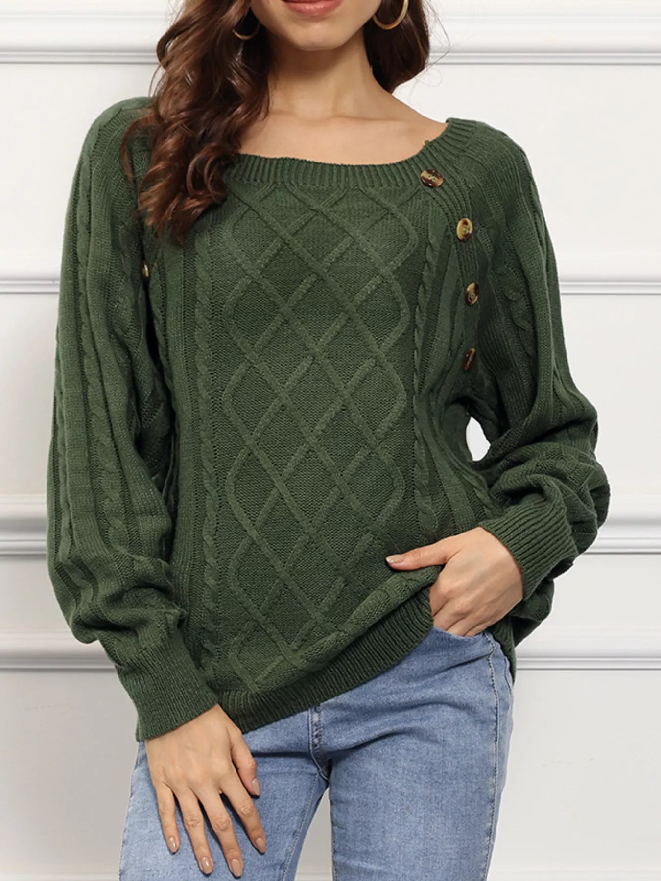 Cable Knit Boat Neck Sweater - PBNJ FASHIONS