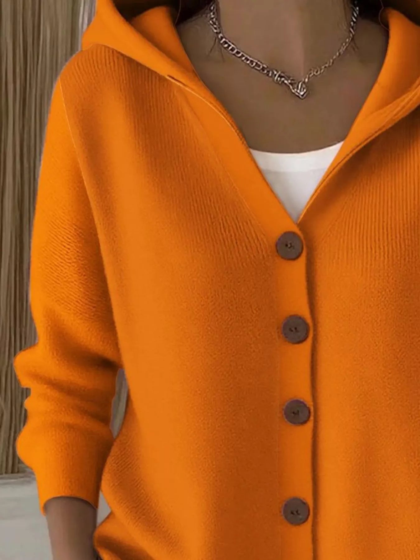 Full Size Hooded Button - Down Knit Cardigan Plus Size - PBNJ FASHIONS