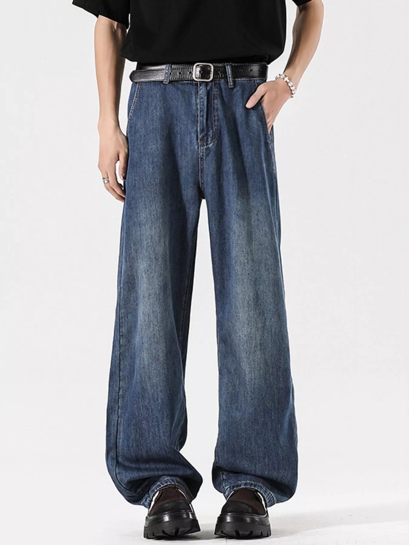 Men's Full Size Wide Leg Vintage Wash Jeans Plus Size - PBNJ FASHIONS