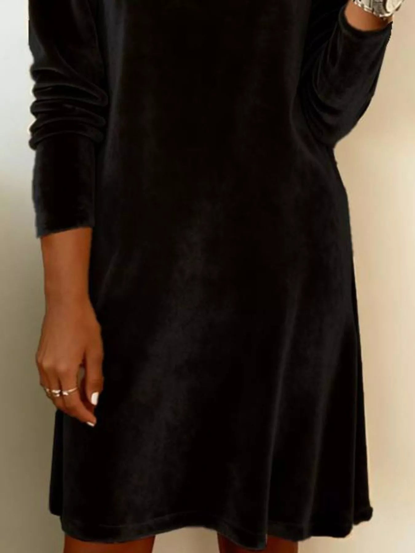 Velvet Cowl Neck Long Sleeve Mini Dress - PBNJ FASHIONS