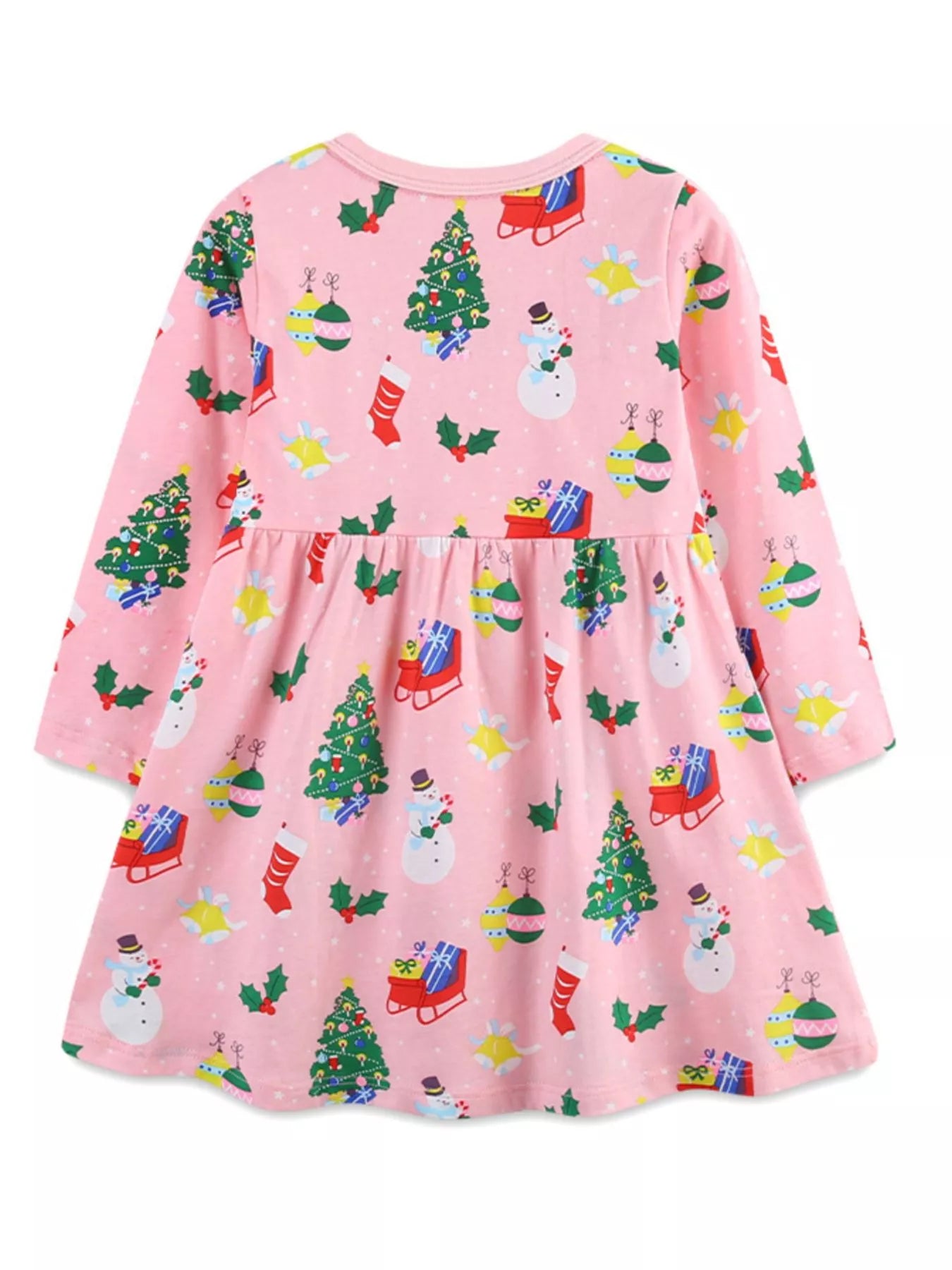 Children's Christmas Print Long Sleeve Casual Dress - PBNJ FASHIONS